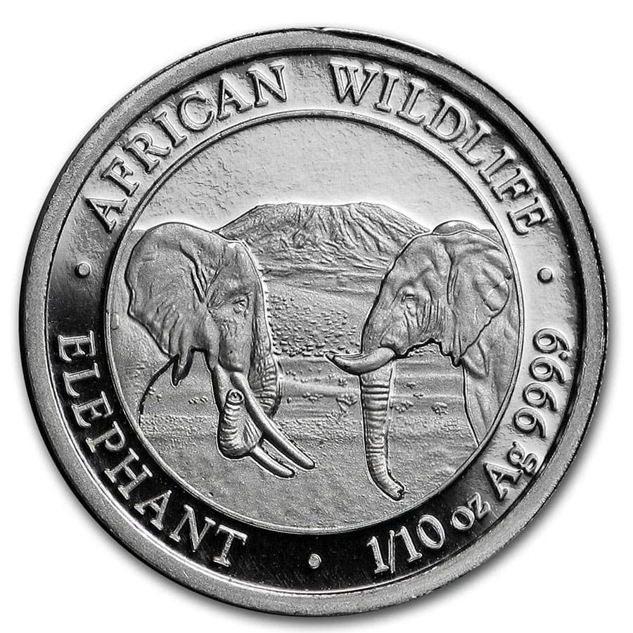 SKU#200145 2020 Somalia 1//10 oz Silver Elephant BU